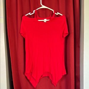 Women's Red Cold Shoulder Top